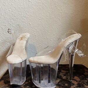 Pleaser Flamingo Size 9 Clear Platform Stiletto Sandals